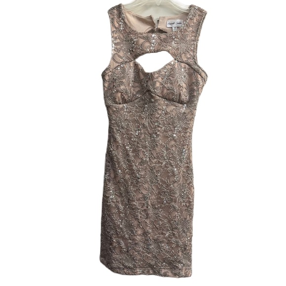 Emerald Sundae champagne colored lace and sequins Dress XS - Picture 1 of 7